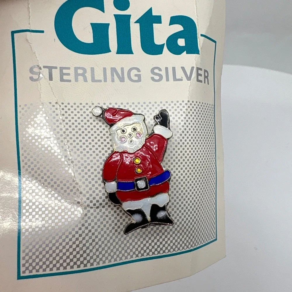 Gita Sterling Silver Santa Claus Christmas Enamel Lapel Pin Brooch Nordstrom New